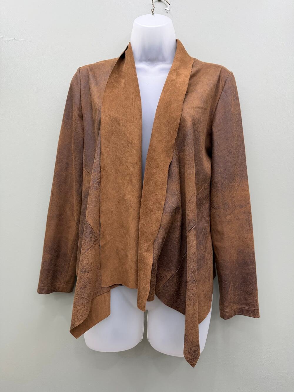 Bagatelle Brown Faux Suede Jacket S Waterfall Drape Western Boho